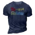 Vintage The Jazzfather Happy Fathers Day Trumpet Player 3D Print Casual Tshirt Navy Blue