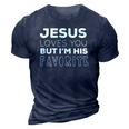 Womens Jesus Loves You But Im His Favorite Funny Christian V Neck 3D Print Casual Tshirt Navy Blue