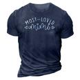 Womens Most Loved Mimi Grandma Grandmother Lover Gift 3D Print Casual Tshirt Navy Blue