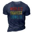 Worlds Okayest Bowler Funny Bowling Lover Vintage Retro 3D Print Casual Tshirt Navy Blue
