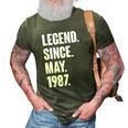 35 Years Old Gift 35Th Birthday Legend Since May 1987 Gift 3D Print Casual Tshirt Army Green