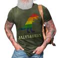 Allysaurus Dinosaur In Rainbow Flag For Ally Lgbt Pride 3D Print Casual Tshirt Army Green