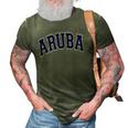 Aruba Varsity Style Navy Blue Text 3D Print Casual Tshirt Army Green