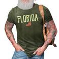 Florida American Flag Vintage White Text 3D Print Casual Tshirt Army Green
