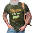 Hippos Are My Spirit Animal Hippopotamus Lover Retro 3D Print Casual Tshirt Army Green