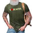 I Love Haiti - Red Heart 3D Print Casual Tshirt Army Green