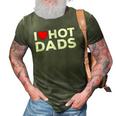 I Love Hot Dads Red Heart Funny 3D Print Casual Tshirt Army Green