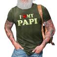 I Love My Papi With Heart Fathers Day Wear For Kids Boy Girl 3D Print Casual Tshirt Army Green