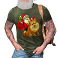Matching Family Funny Santa Riding Pomeranian Dog Christmas T-Shirt 3D Print Casual Tshirt Army Green