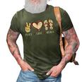 Peace Love Beach Summer Vacation Flip Flops Cruise Men Women 3D Print Casual Tshirt Army Green
