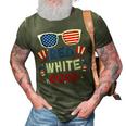 Red White And Cool Sunglasses 4Th Of July Toddler Boys Girls 3D Print Casual Tshirt Army Green
