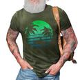Retro Water Sport Surfboard Palm Tree Sea Tropical Surfing 3D Print Casual Tshirt Army Green