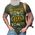 Vintage Blessed By God For 69 Years Happy 69Th Birthday 3D Print Casual Tshirt Army Green