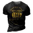1947 September Birthday Gift 1947 September Limited Edition 3D Print Casual Tshirt Vintage Black