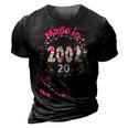 20 Years Old 20Th Birthday Born In 2002 Women Girls Floral 3D Print Casual Tshirt Vintage Black