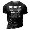 Arlo Name Gift Sorry My Heart Only Beats For Arlo 3D Print Casual Tshirt Vintage Black