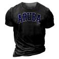 Aruba Varsity Style Navy Blue Text 3D Print Casual Tshirt Vintage Black
