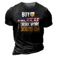 Buy American Drink More Bourbon Funny Whiskey Drinking 3D Print Casual Tshirt Vintage Black