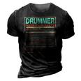 Drummer Nutrition Facts Funny Drum Player Humor 3D Print Casual Tshirt Vintage Black