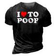 Funny Red Heart I Love To Poop 3D Print Casual Tshirt Vintage Black