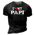 I Love My Papi With Heart Fathers Day Wear For Kids Boy Girl 3D Print Casual Tshirt Vintage Black