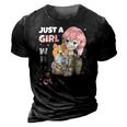Just A Girl Who Loves Dogs Cute Corgi Lover Outfit & Apparel 3D Print Casual Tshirt Vintage Black
