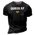 Lgbt Pride - Queer Af Rainbow Flag Heart 3D Print Casual Tshirt Vintage Black