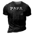 Mens Papa Definition Noun Nutrition Fathers Day Grandpa 3D Print Casual Tshirt Vintage Black