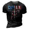 Mens Patriotic Captain Dad American Flag Boat Owner 4Th Of July 3D Print Casual Tshirt Vintage Black