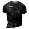 Nikola Nutrition Facts Name Family Funny 3D Print Casual Tshirt Vintage Black
