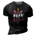 Papa Of The Birthday Girl Unicorn Girls Family Matching 3D Print Casual Tshirt Vintage Black