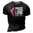 Peace Love Freedom America Usa Flag Sunflower 3D Print Casual Tshirt Vintage Black