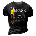 Peace Love Rock V3 3D Print Casual Tshirt Vintage Black