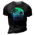 Retro Water Sport Surfboard Palm Tree Sea Tropical Surfing 3D Print Casual Tshirt Vintage Black