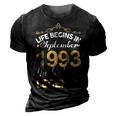 September 1993 Birthday Life Begins In September 1993 V2 3D Print Casual Tshirt Vintage Black