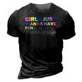 Womens Girls Just Want To Have Fundamental Human Rights Feminist 3D Print Casual Tshirt Vintage Black