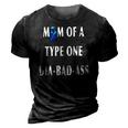 Womens Mom Of A Type One Dia-Bad-Ass Diabetic Son Or Daughter Gift 3D Print Casual Tshirt Vintage Black