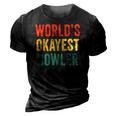 Worlds Okayest Bowler Funny Bowling Lover Vintage Retro 3D Print Casual Tshirt Vintage Black