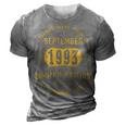 1993 September Birthday Gift 1993 September Limited Edition 3D Print Casual Tshirt Grey
