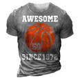 50Th Birthday Basketball Player 50 Years Old Vintage Retro 3D Print Casual Tshirt Grey