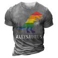 Allysaurus Dinosaur In Rainbow Flag For Ally Lgbt Pride 3D Print Casual Tshirt Grey