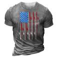 American Flag Fishing Patriotic FishermanFishing Rods Flag 3D Print Casual Tshirt Grey