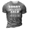 Arlo Name Gift Sorry My Heart Only Beats For Arlo 3D Print Casual Tshirt Grey