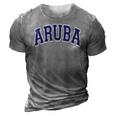 Aruba Varsity Style Navy Blue Text 3D Print Casual Tshirt Grey