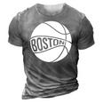 Boston Retro City Massachusetts State Basketball 3D Print Casual Tshirt Grey