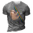 Cute Sloth Design - New Sloth Climbing A Rainbow 3D Print Casual Tshirt Grey