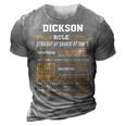 Dickson Name Gift Dickson Born To Rule 3D Print Casual Tshirt Grey