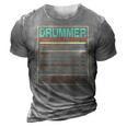 Drummer Nutrition Facts Funny Drum Player Humor 3D Print Casual Tshirt Grey