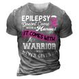 Epilepsy Doesnt Come With A Manual It Comes With A Warrior Who Never Gives Up Purple Ribbon Epilepsy Epilepsy Awareness 3D Print Casual Tshirt Grey