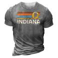 Graphic Tee Indiana Us State Map Vintage Retro Stripes 3D Print Casual Tshirt Grey